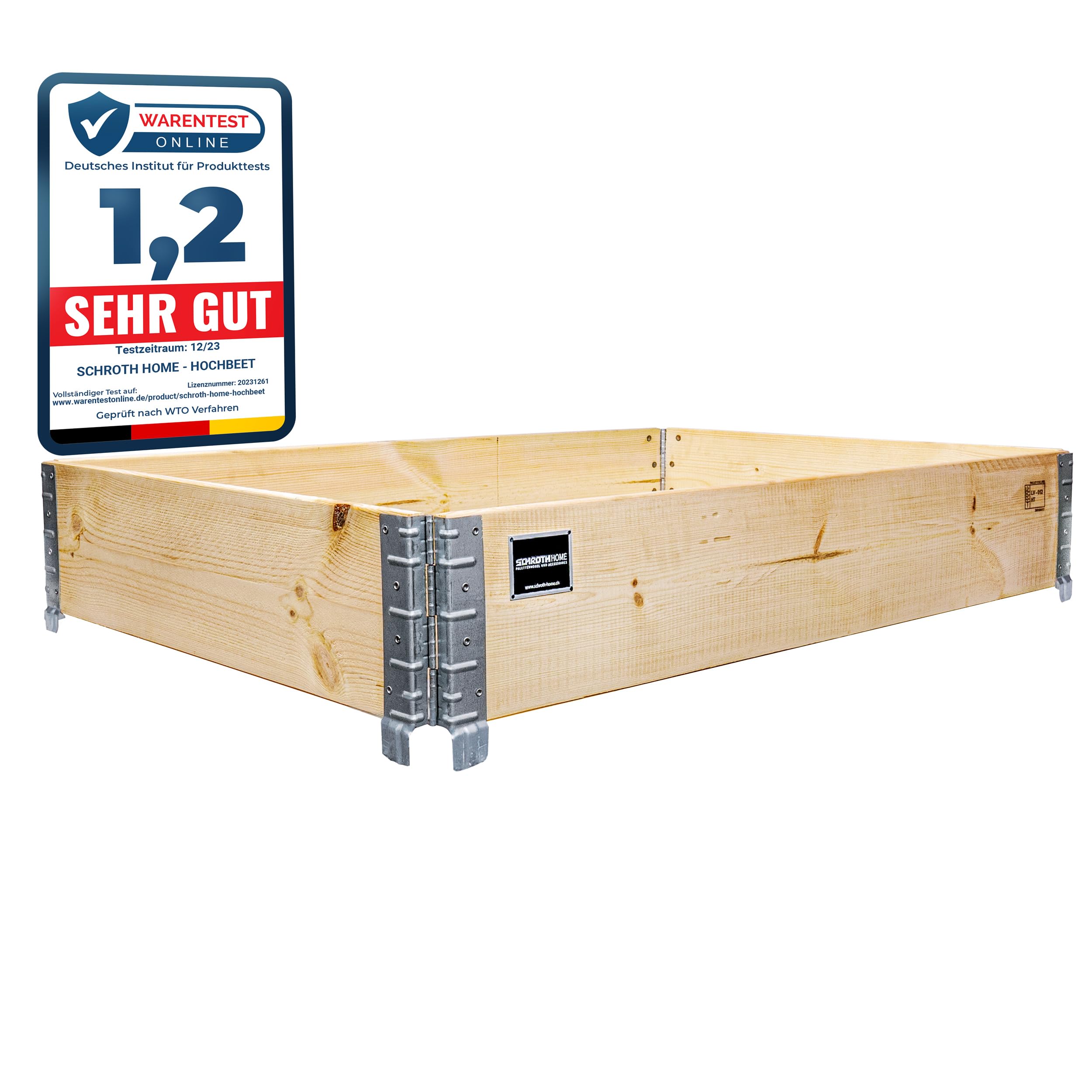 Schroth Home Hochbeet 120x80x20cm groß - rechteckig - Palettenrahmen aus Holz - Hochbeet für Garten - faltbar - steckbar & stapelbar - Aussenbereich